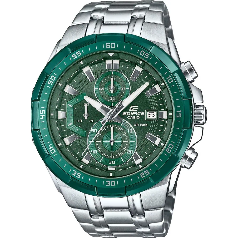 Casio óra - EFR-539DE-3AVUEF 3 Edifice Casio férfi karóra, zöld számlappal és rozsdamentes acél szíjjal.