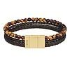 HUGO BOSS Karkötő – HBJ1580787 1 Férfi bőr és fa karkötő, arany BOSS zárással, stílusos kiegészítő a Goldina Ékszer Szalo.