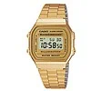 Arany színű Casio digitális férfi karóra, LED kijelzővel és vízállósággal.